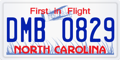 NC license plate DMB0829
