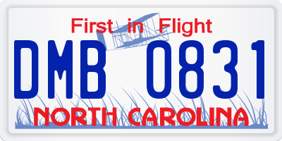 NC license plate DMB0831