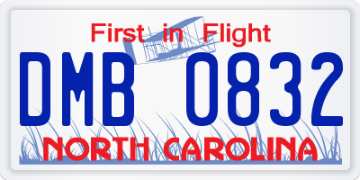 NC license plate DMB0832