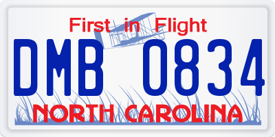NC license plate DMB0834