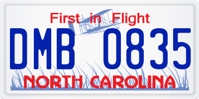 NC license plate DMB0835