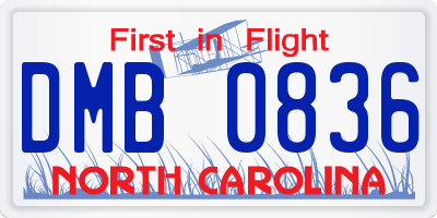 NC license plate DMB0836