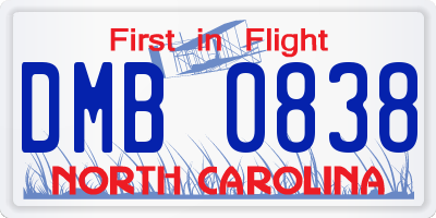 NC license plate DMB0838