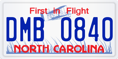 NC license plate DMB0840