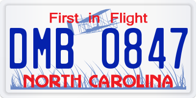 NC license plate DMB0847