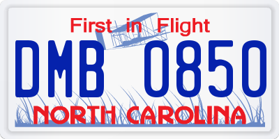NC license plate DMB0850