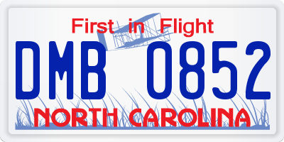 NC license plate DMB0852