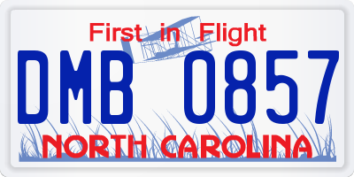 NC license plate DMB0857