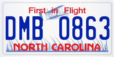 NC license plate DMB0863