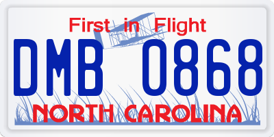 NC license plate DMB0868