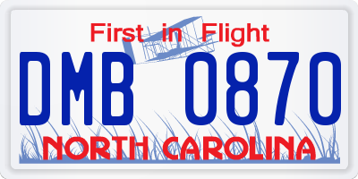 NC license plate DMB0870