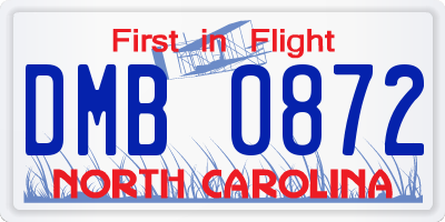 NC license plate DMB0872