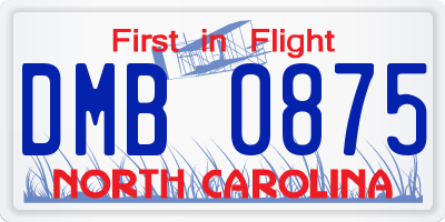 NC license plate DMB0875