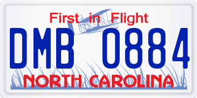 NC license plate DMB0884