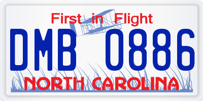 NC license plate DMB0886