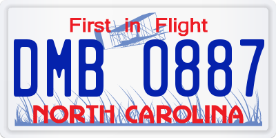 NC license plate DMB0887