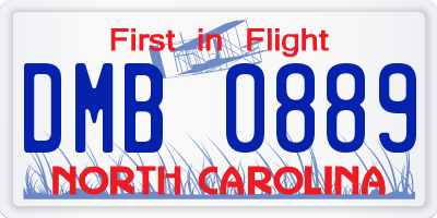 NC license plate DMB0889