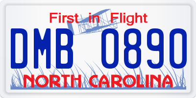 NC license plate DMB0890