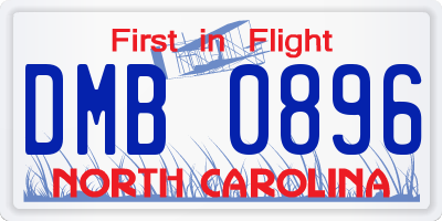 NC license plate DMB0896