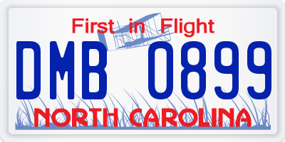NC license plate DMB0899