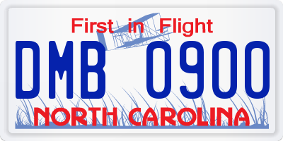 NC license plate DMB0900