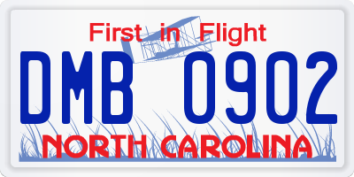 NC license plate DMB0902