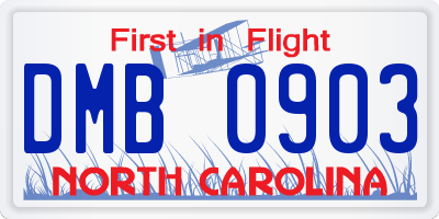NC license plate DMB0903