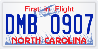 NC license plate DMB0907
