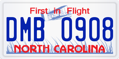 NC license plate DMB0908