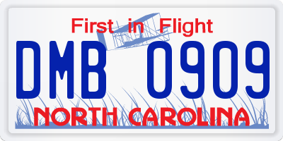 NC license plate DMB0909