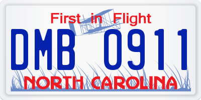 NC license plate DMB0911