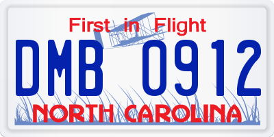 NC license plate DMB0912