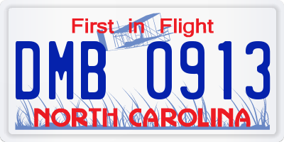NC license plate DMB0913