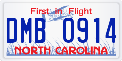 NC license plate DMB0914