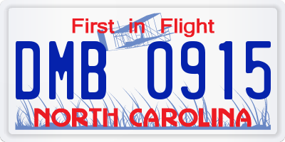 NC license plate DMB0915