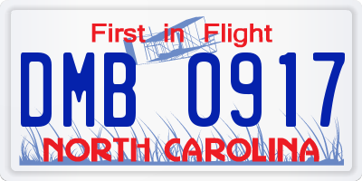 NC license plate DMB0917