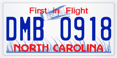 NC license plate DMB0918