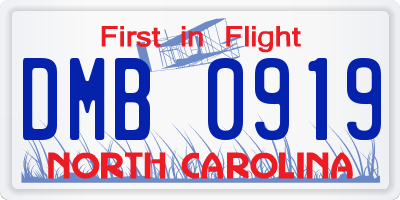 NC license plate DMB0919