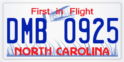 NC license plate DMB0925