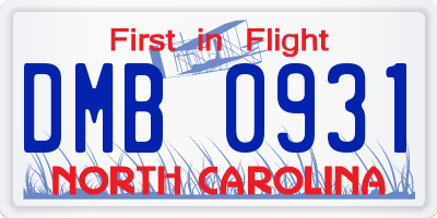 NC license plate DMB0931