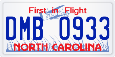 NC license plate DMB0933