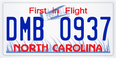 NC license plate DMB0937