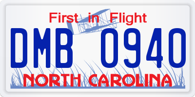 NC license plate DMB0940