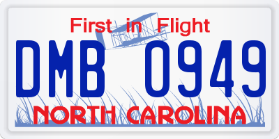 NC license plate DMB0949