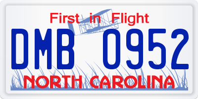 NC license plate DMB0952