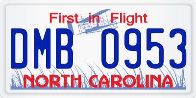 NC license plate DMB0953