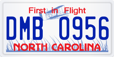 NC license plate DMB0956