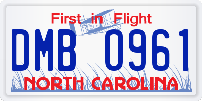 NC license plate DMB0961