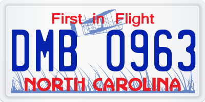 NC license plate DMB0963