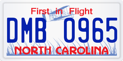 NC license plate DMB0965